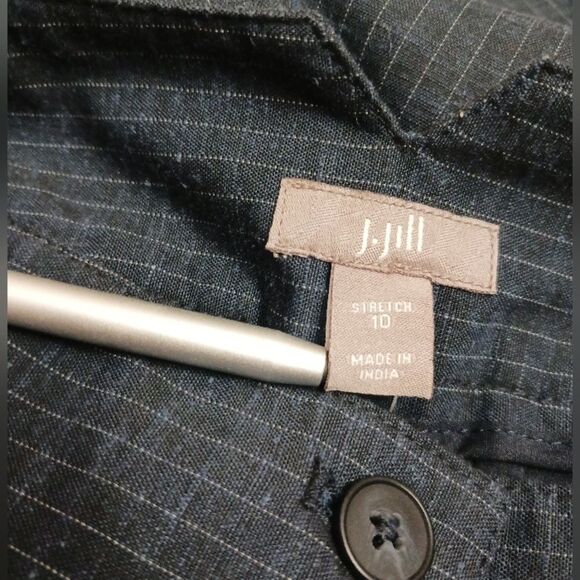 J. Jill Midnight Blue Pinstriped Wide-leg Dress Pants Size 10 NWT! - Picture 4 of 10